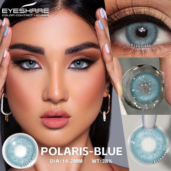 Цветные линзы голубые Polaris Blue + контейнер для хранения в подарок 045674PO фото