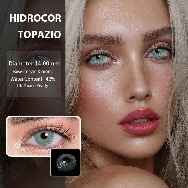 Цветные линзы для глаз голубые Topaz (пара) + контейнер для хранения в подарок 00200Q фото
