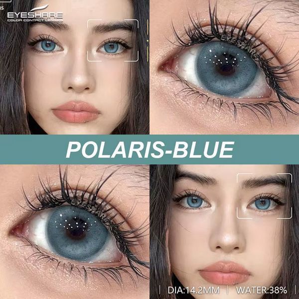 Цветные линзы голубые Polaris Blue + контейнер для хранения в подарок 045674PO фото
