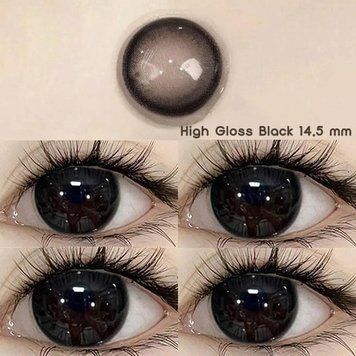 Цветные линзы чёрные High Gloss Black + контейнер для хранения в подарок BE145-H фото