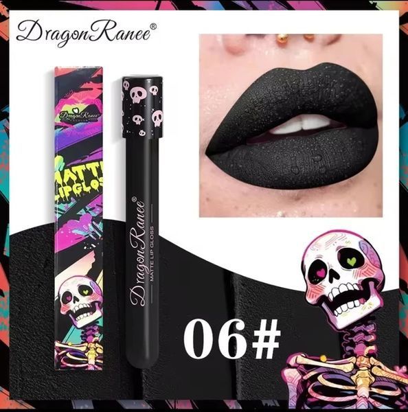 Чёрная матовая губная помада Dragon Ranee N06 N06 фото