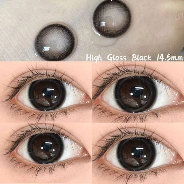 Цветные линзы чёрные High Gloss Black + контейнер для хранения в подарок BE145-H фото