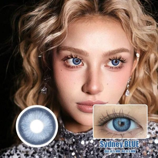 Цветные линзы голубые Sydney Blue + контейнер для хранения в подарок 00567SY фото