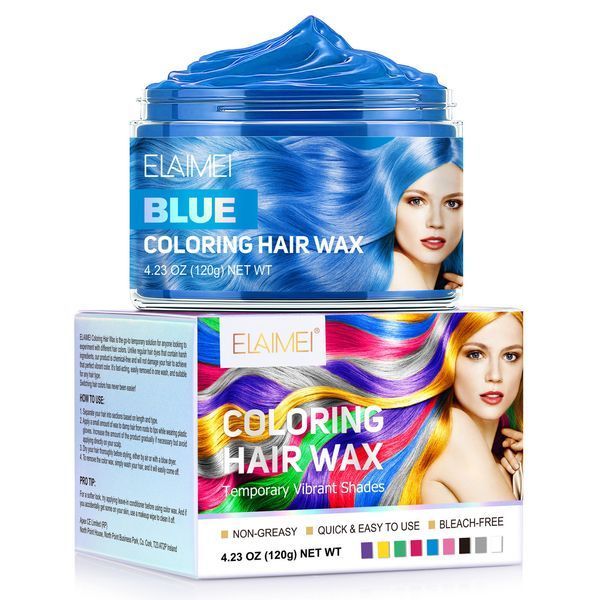 Тимчасова фарба-віск для волосся Elaimei синя Кольоровий віск для волосся 120 ml 3074 фото