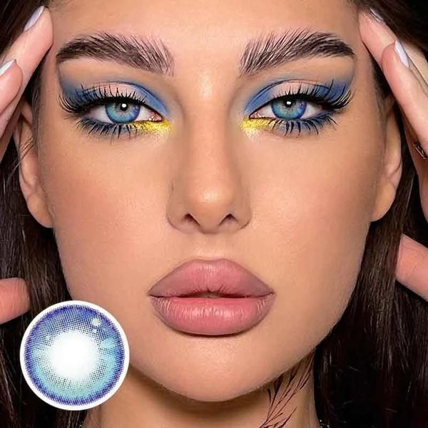 Цветные линзы для глаз голубые Blue (пара) + контейнер для хранения в подарок BCC2FR фото