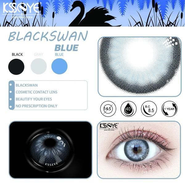 Кольорові лінзи блакитні Black swan Blue + контейнер для зберігання в подарунок 2934116675 фото