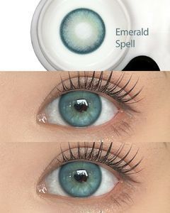 Кольорові лінзи для очей зелені Emerald Spel + контейнер для зберігання в подарунок BFA36-3 фото