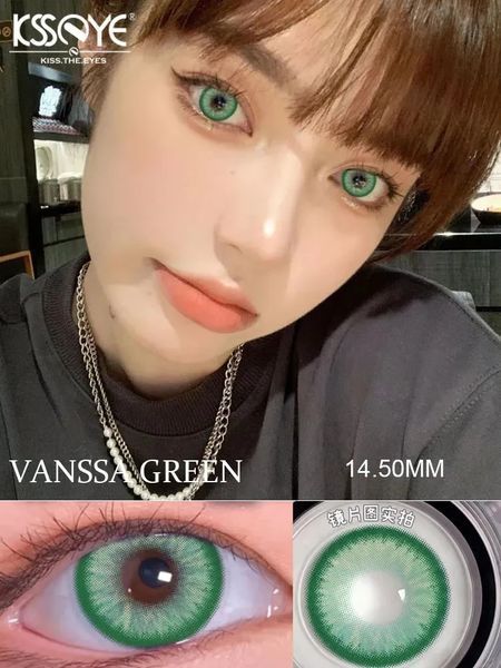 Цветные линзы для глаз зелёные Vanessa Green + контейнер для хранения в подарок 6398 фото