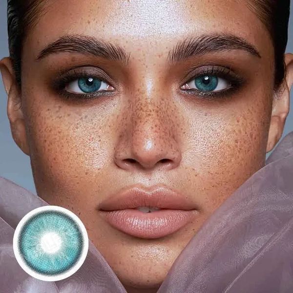 Кольорові блакитні лінзи Misty Rose Blue + контейнер для зберігання в подарунок BC46-3 фото