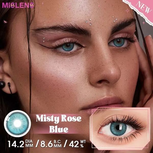 Кольорові блакитні лінзи Misty Rose Blue + контейнер для зберігання в подарунок BC46-3 фото