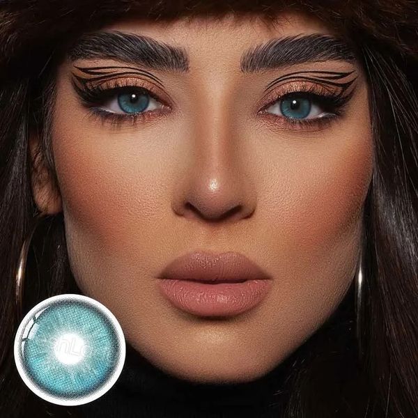 Кольорові блакитні лінзи Misty Rose Blue + контейнер для зберігання в подарунок BC46-3 фото