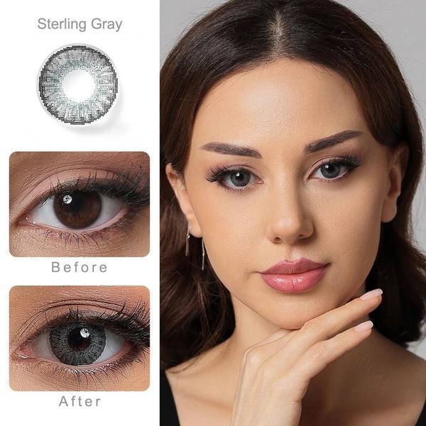 Кольорові лінзи  сірі Sterling Gray + контейнер для зберігання в подарунок MA017 фото