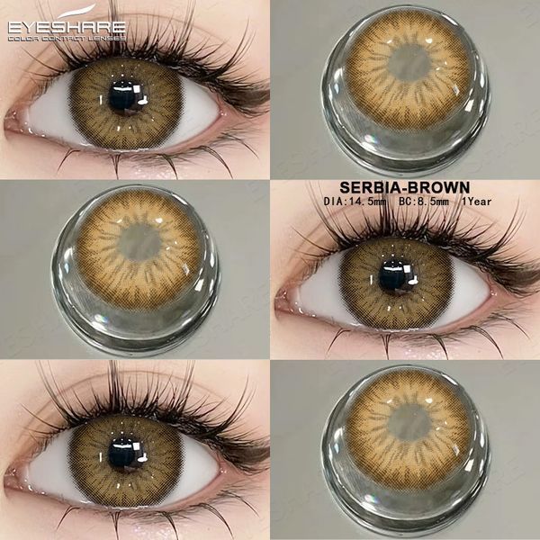 Кольорові лінзи для очей коричневі Serbia Brown + контейнер для зберігання в подарунок 07495SE фото