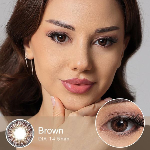 Цветные линзы для глаз карие Brown ( пара )+ контейнер для хранения в подарок 134 фото
