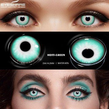 Цветные зелёные линзы Green+ контейнер для хранения в подарок HD53GR фото