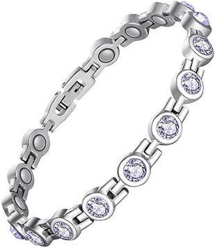 Браслет женский серебристый с магнитами Silver 20 см 2467 фото