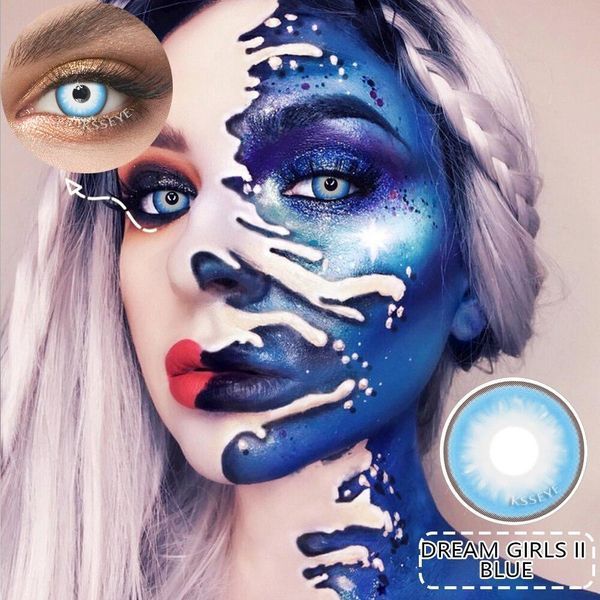 Кольорові лінзи для очей блакитні Blue Контейнер для зберігання в подарунок HD53BLUE фото